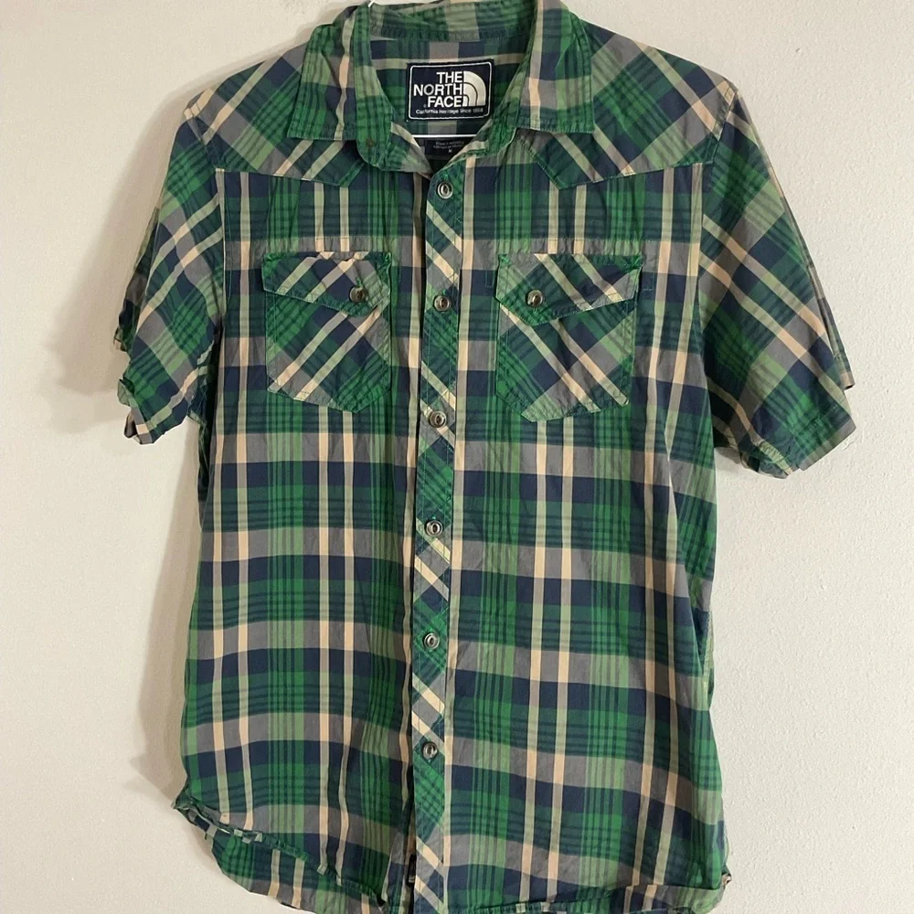 The North Face Men's Shirt Size Medium Green S/S Plaid California Heritage